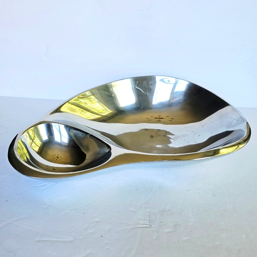 Vintage Nambe 569 Aluminum Butterfly Teardrop Bowl Mid Century Modern MCM